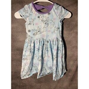 Disney Frozen 2 Elsa Anna Olaf Girls Dress Size 6 Blue Bow Back Twirl Dress